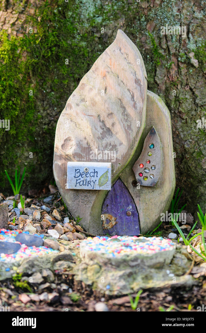 Door into a fairy house at the fairy trail, Slieve Gullion County