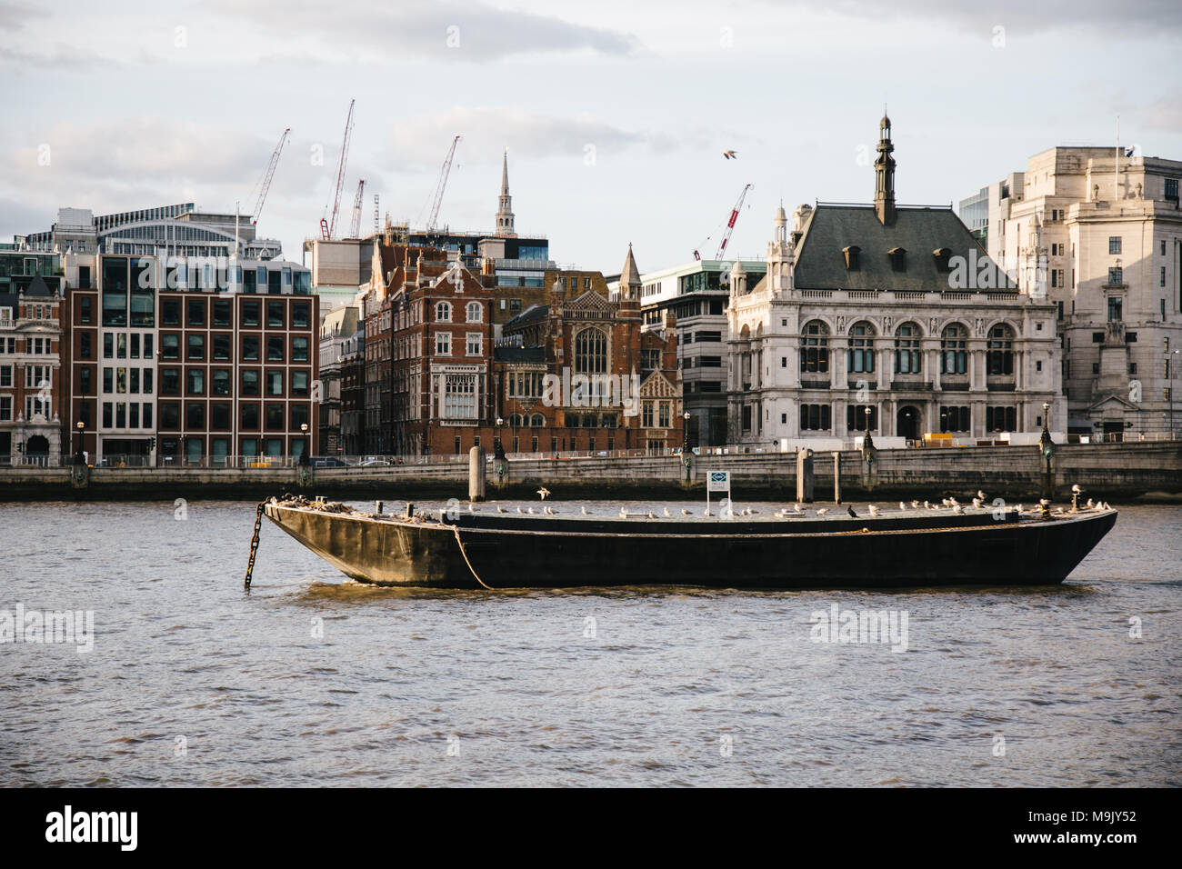 Boat on Thames River in London Stock Photo