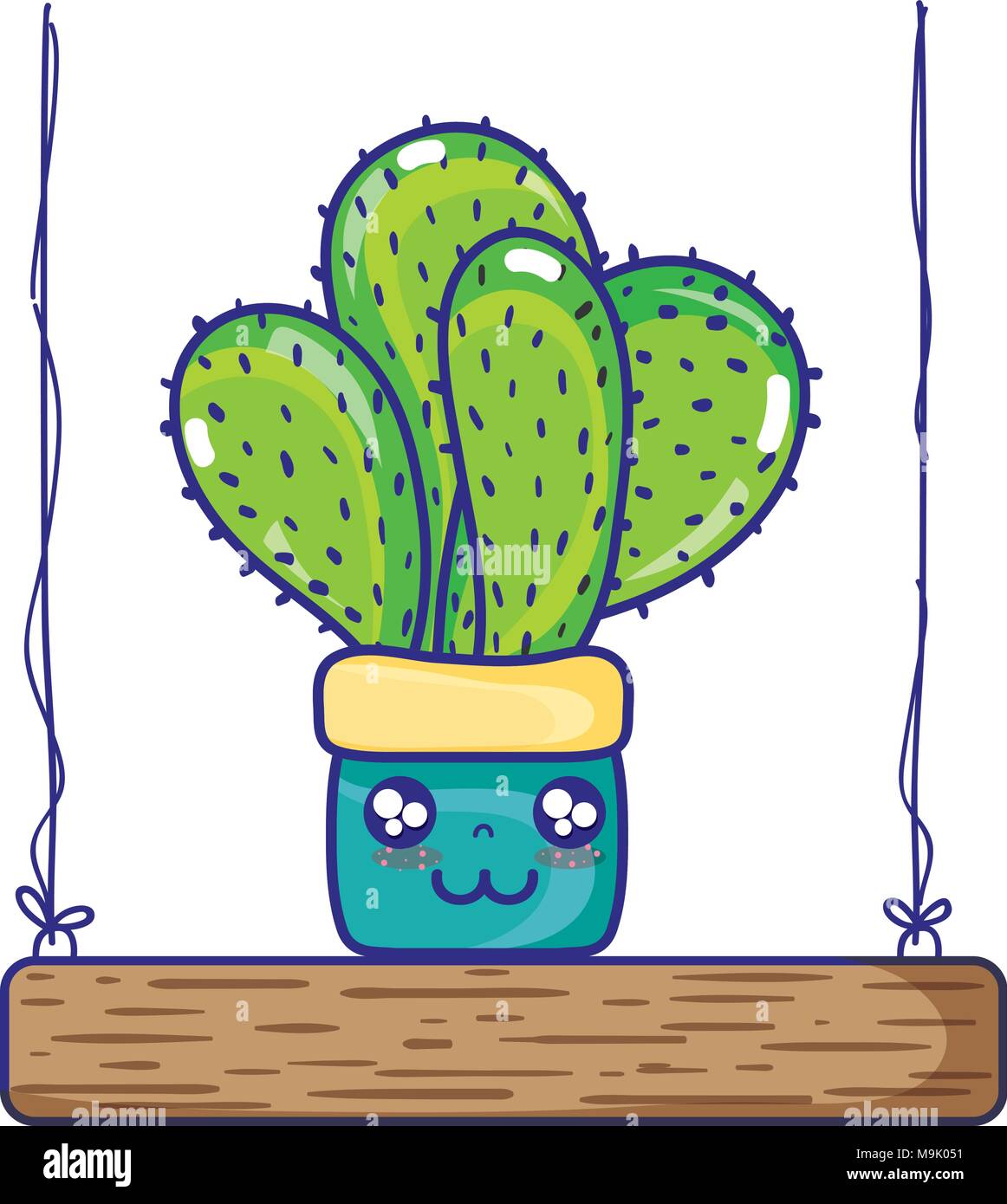 kawaii happy cactus plant in the swings Stock Vector Image & Art - Alamy