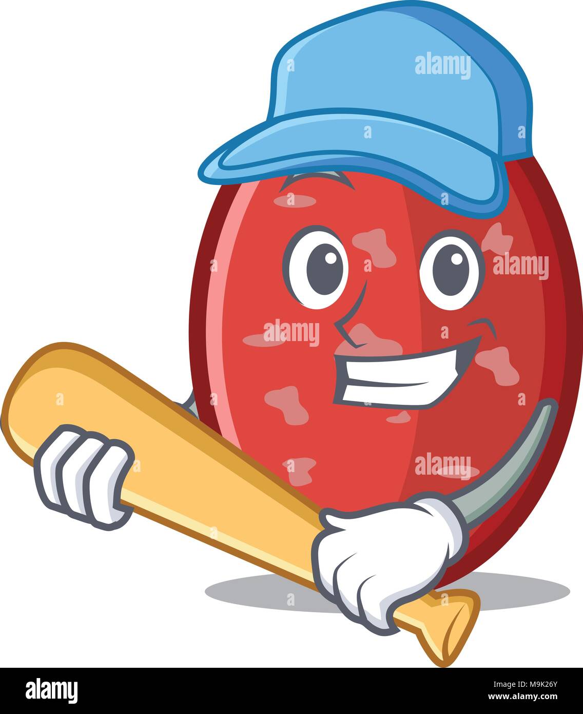 Playing baseball salami character cartoon style Stock Vector Image