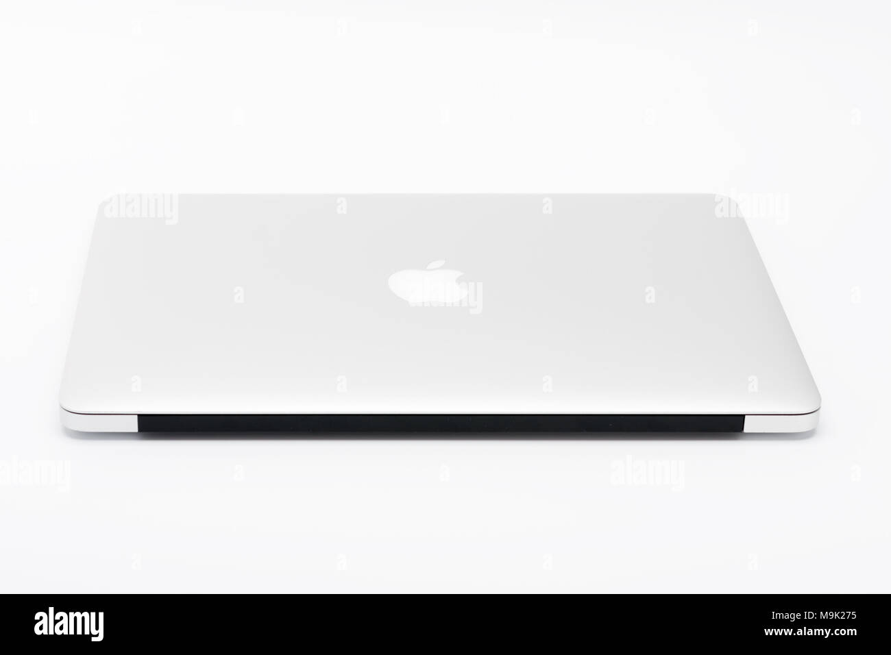 Brnenec, Czech Republic-June 5, 2016: Closed modern, new laptop MacBook Air  13-inch on white background, back view. Apple Inc is the number one manufa  Stock Photo - Alamy