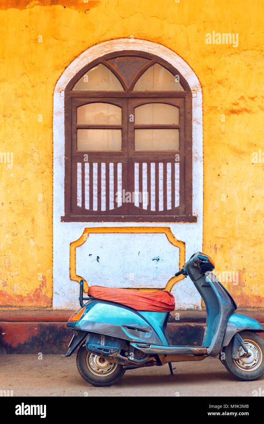 Abstract travel photo of wall and window in India Stock Photo