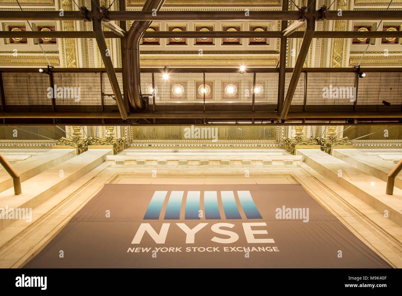 Architectural elements of the New York Stock Exchange trading floor