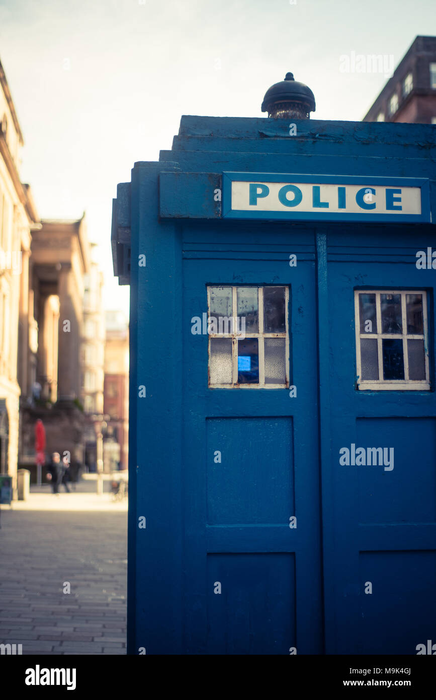 Old Police Box in Glasgow, Scotland Stock Photo