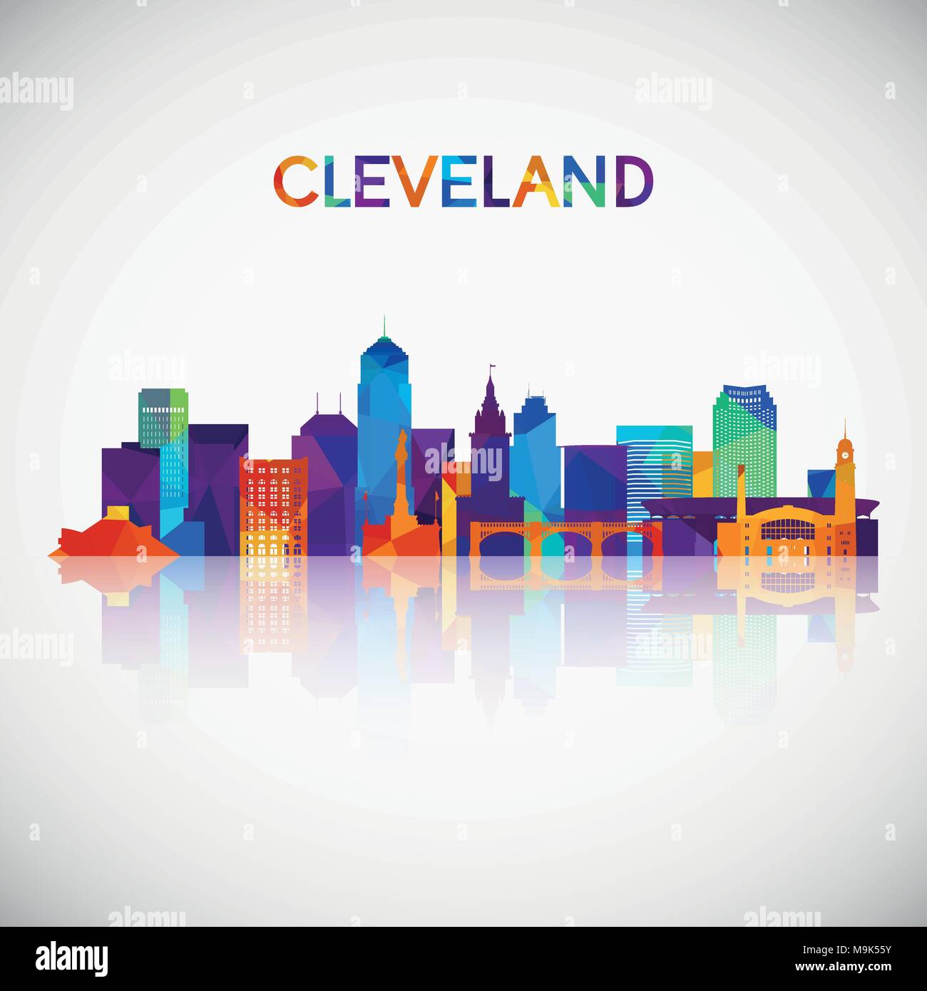 Pittsburgh Skyline Silhouette In Colorful Geometric Style Symbol For