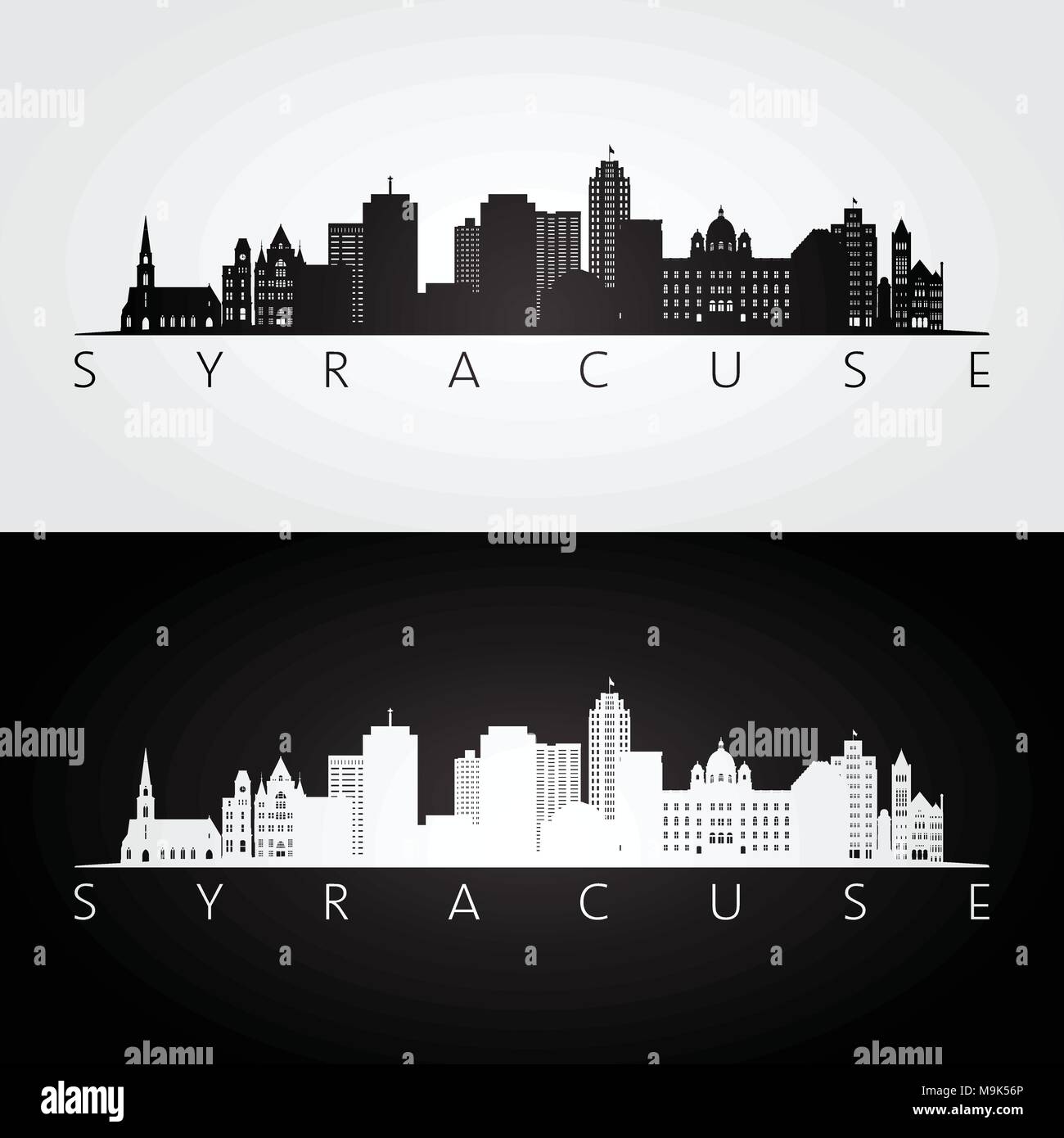 Syracuse USA skyline and landmarks silhouette, black and white design,  vector illustration Stock Vector Image & Art - Alamy