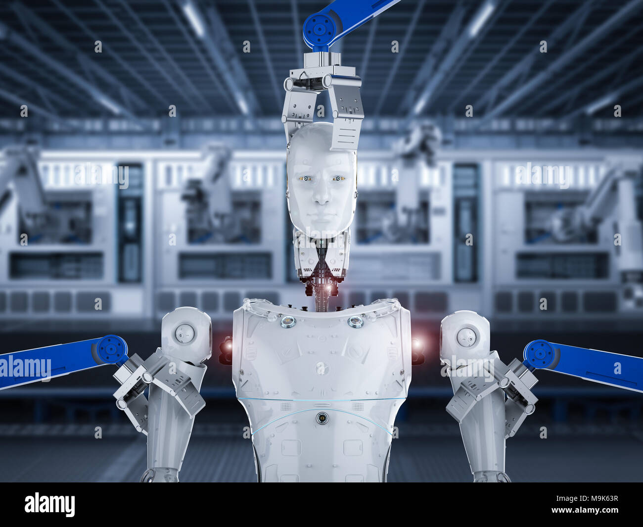 3d rendering robot arms assemble ai cyborg Stock Photo - Alamy