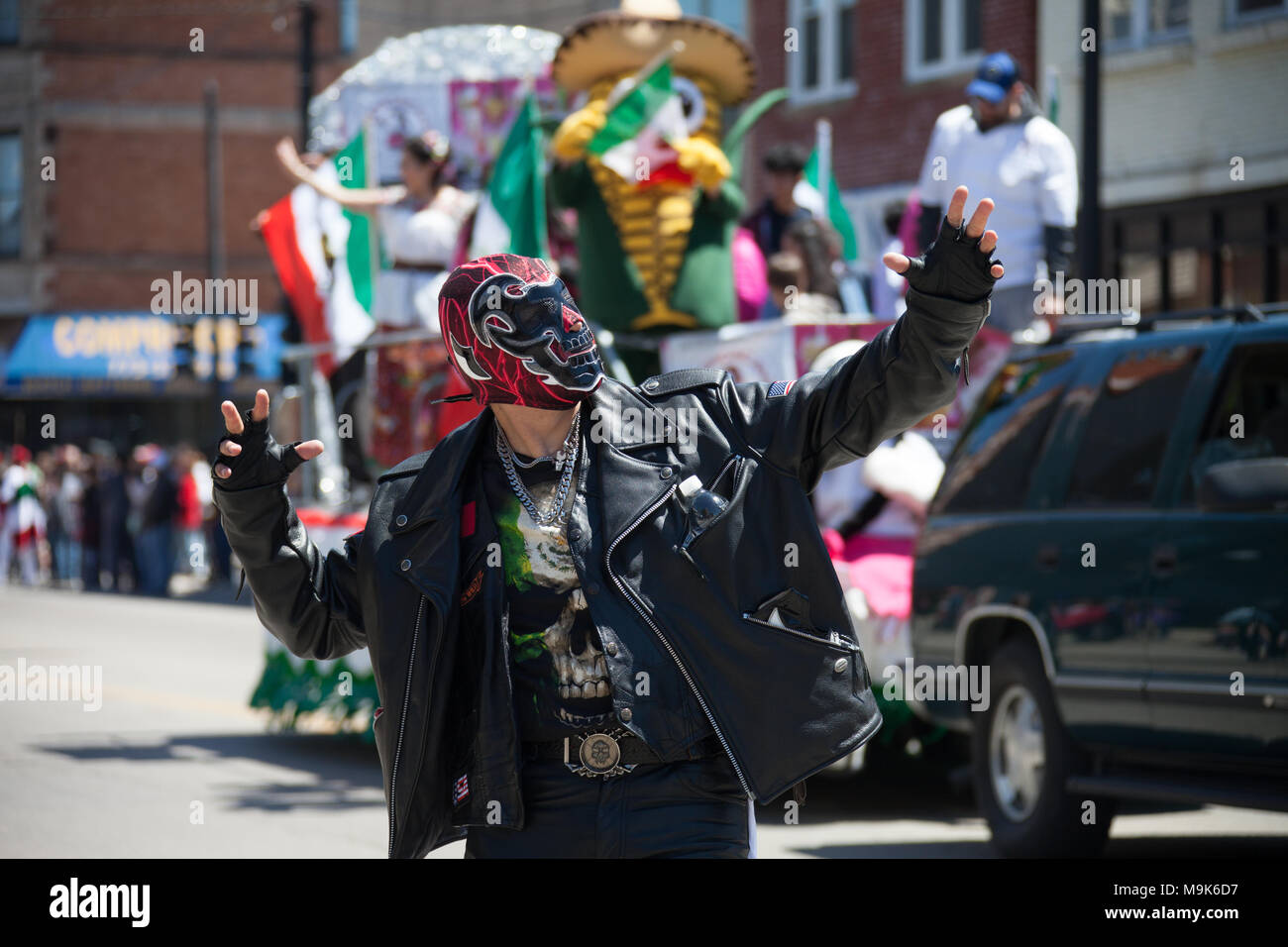 Chicago, Illinois, USA - May 07, 2017, The Cinco De Mayo Parade is held to remember the victory the Mexican forces had over the invading French army i Stock Photo