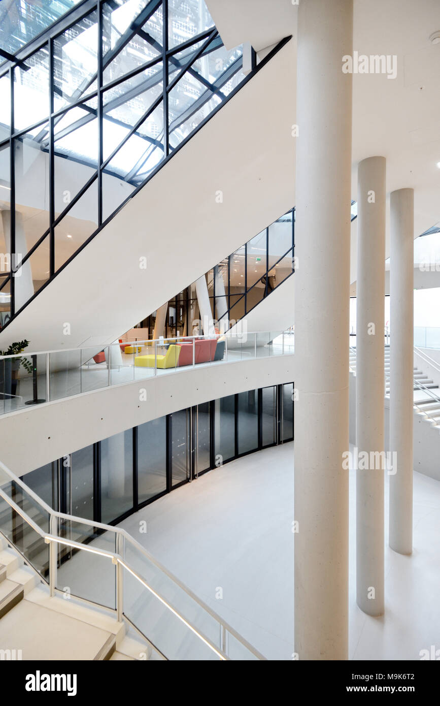 Contemporary Interior of La Seine Musicale Music and Performing Arts Centre, Île Seguin, between Boulogne-Billancourt & Sèvres, Paris, France Stock Photo