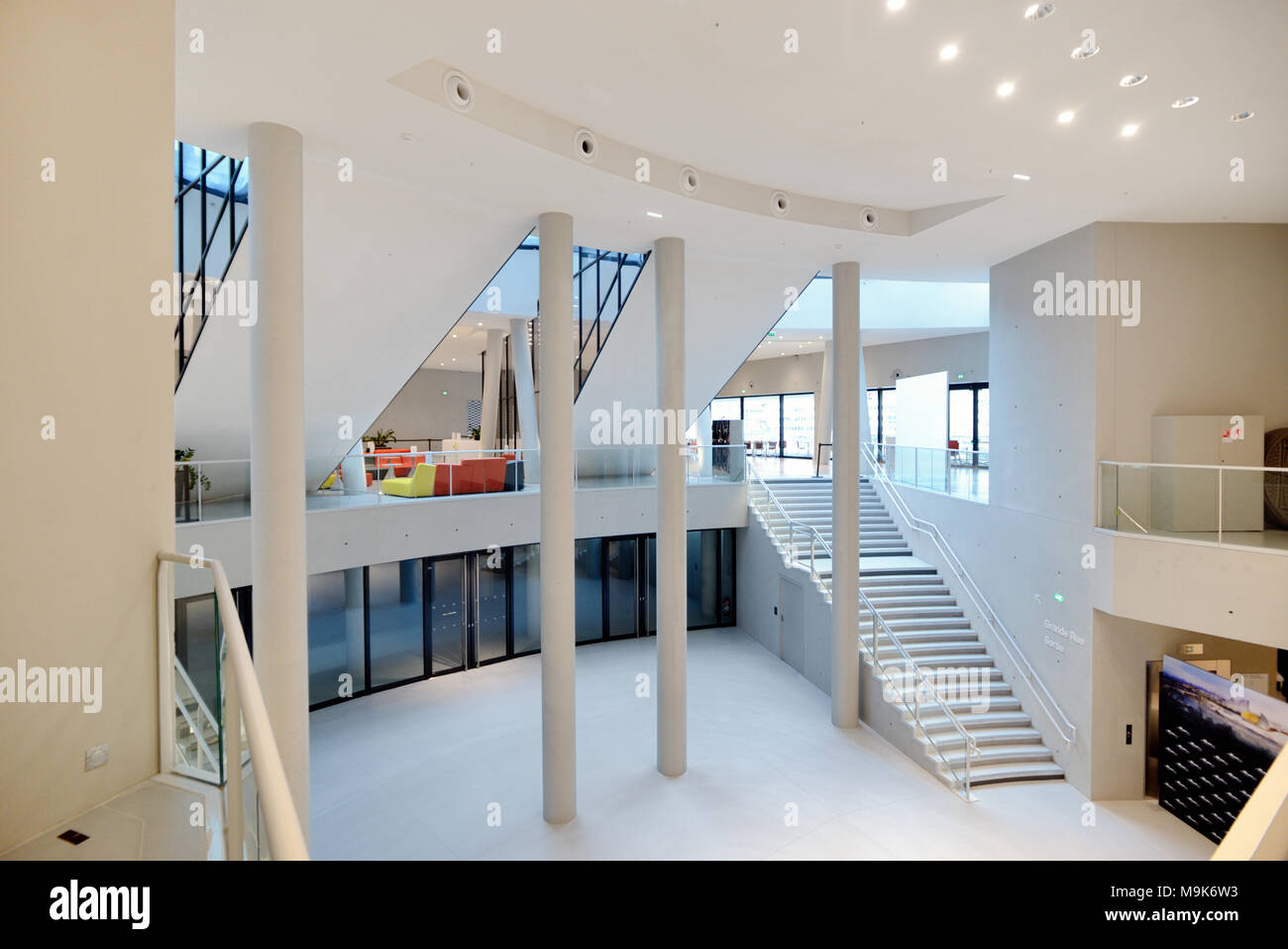 Contemporary Interior of La Seine Musicale Music and Performing Arts Centre, Île Seguin, between Boulogne-Billancourt & Sèvres, Paris, France Stock Photo