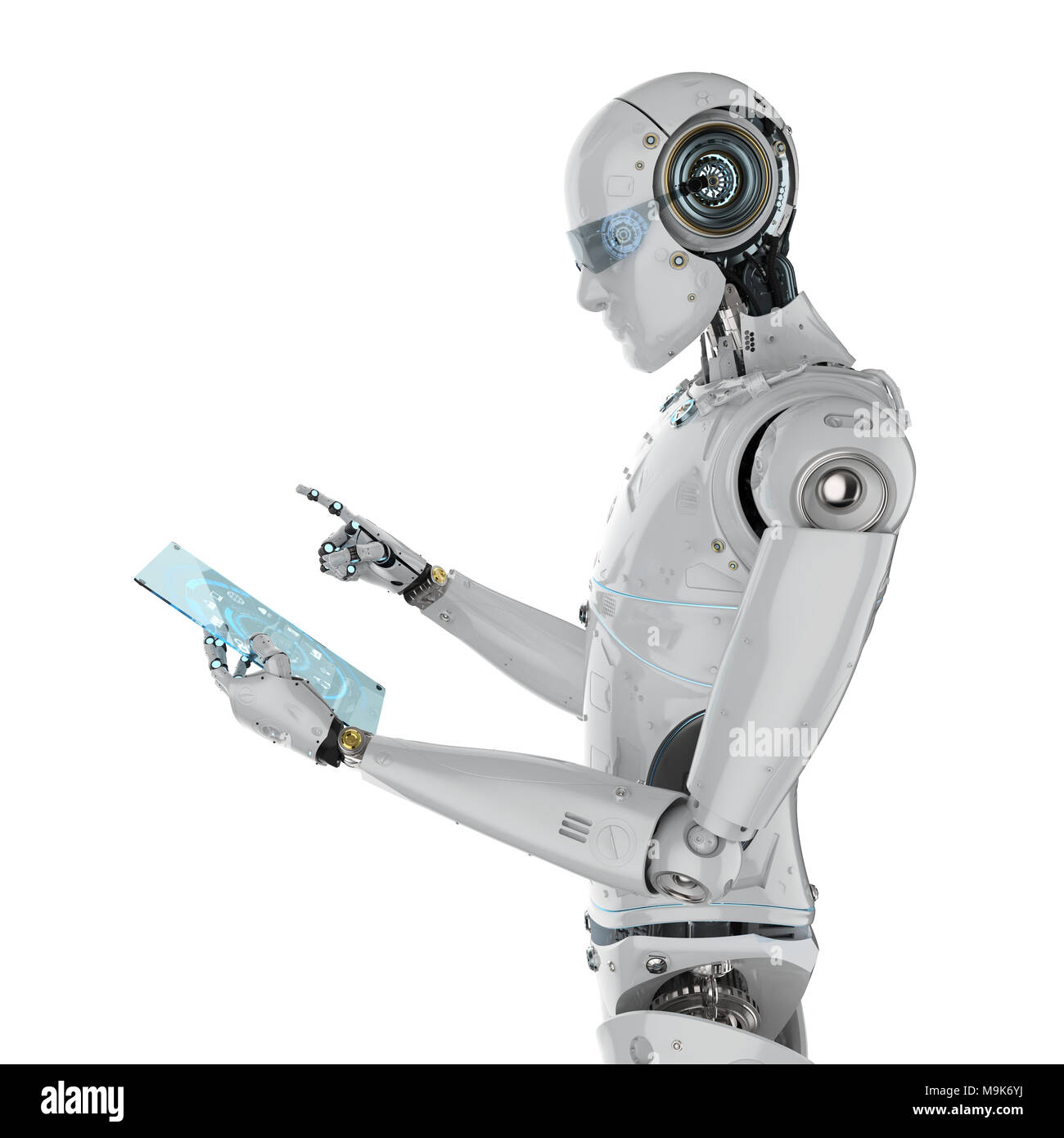 3d rendering humanoid robot working with digital tablet Stock Photo - Alamy