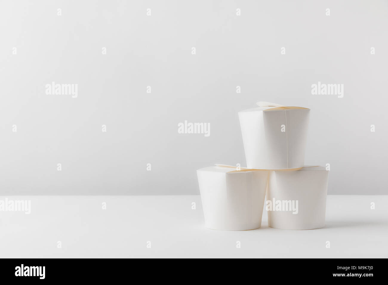 take away boxes on white table Stock Photo
