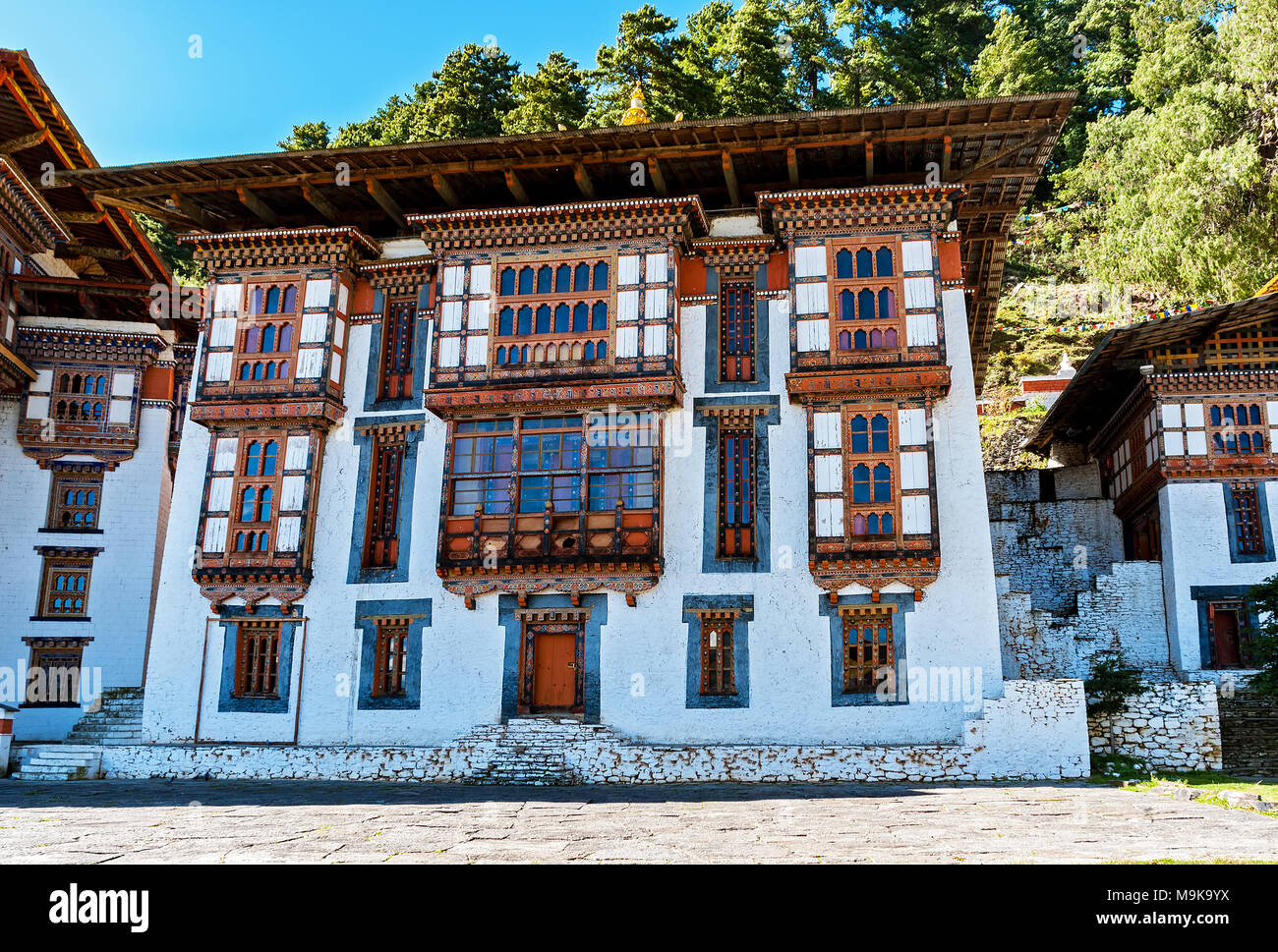 Bhutanese traditional house - Bhutan Stock Photo
