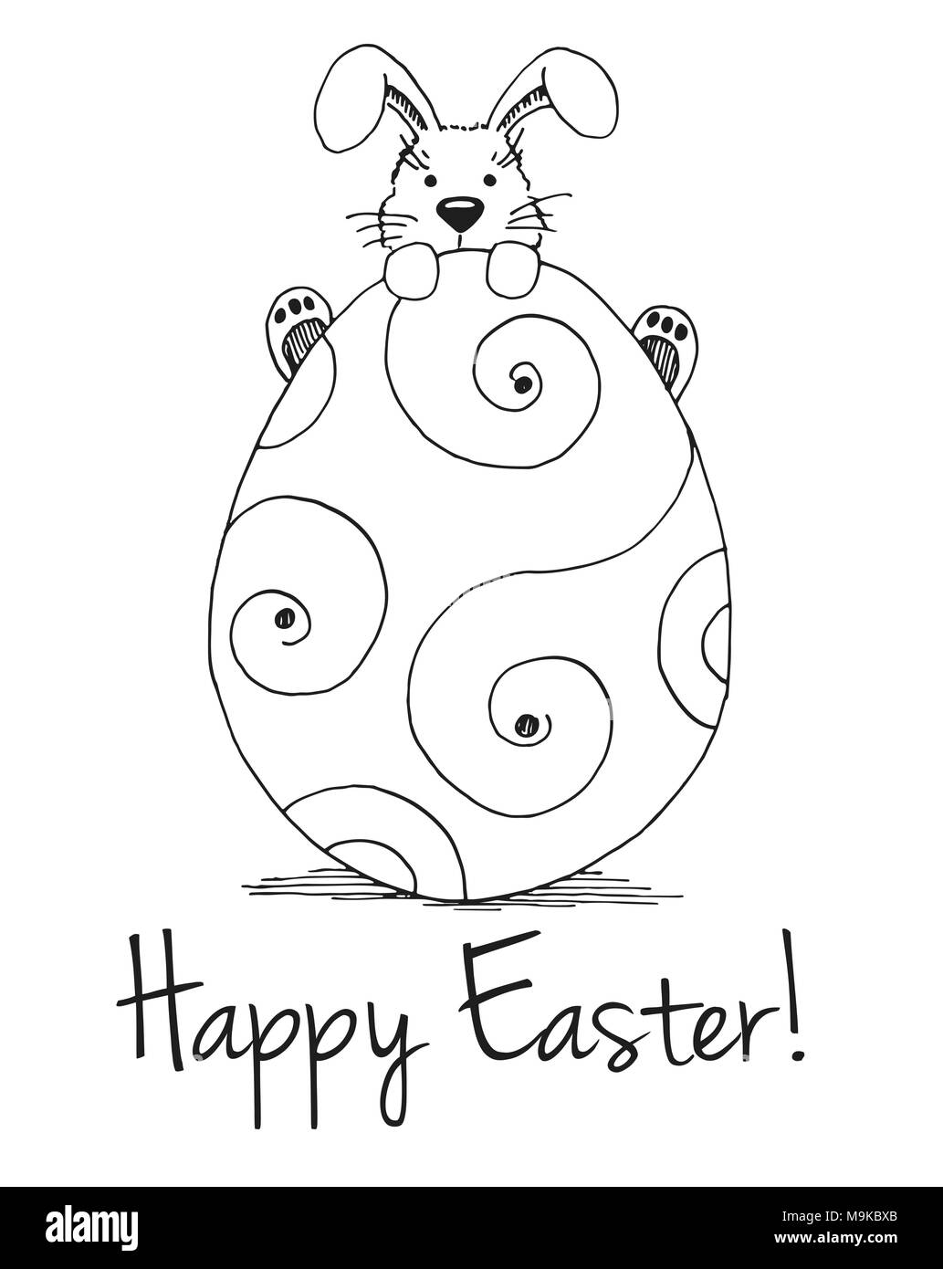 Sketch of Easter bunny and Easter egg Vector Happy easter Stock Vector  Image  Art  Alamy