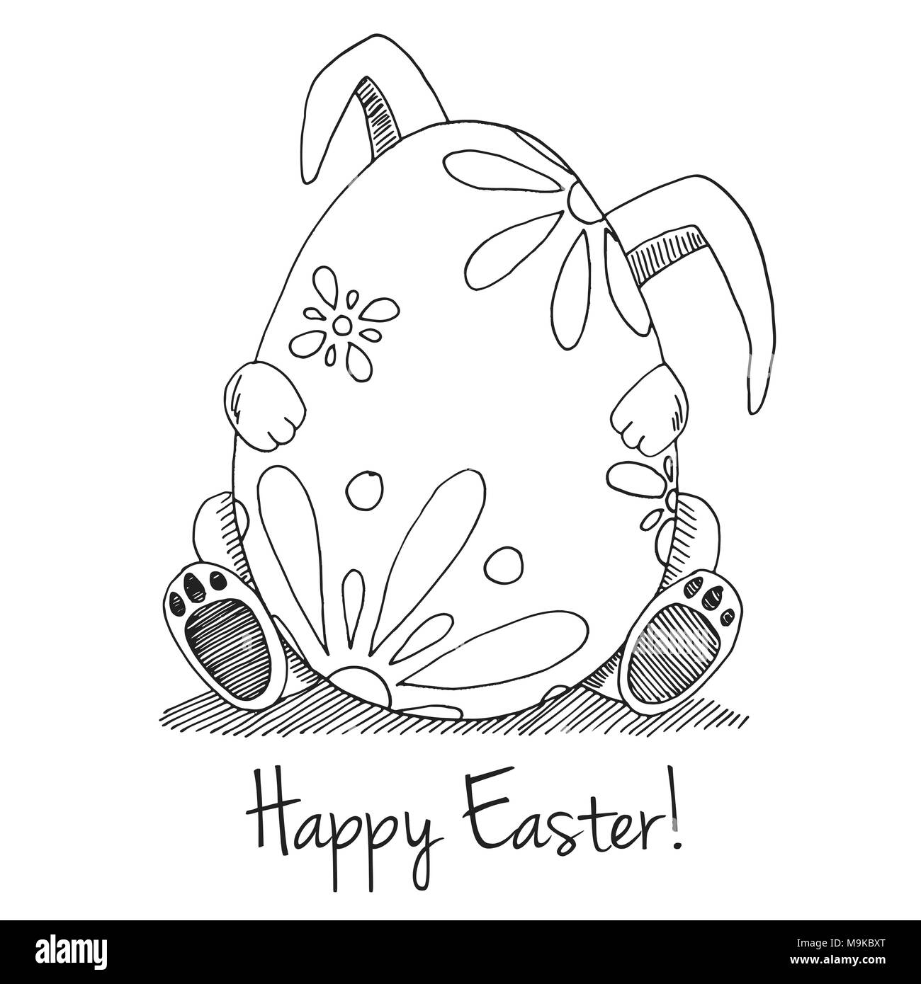 Easter bunny with eggs sketch icon Royalty Free Vector Image