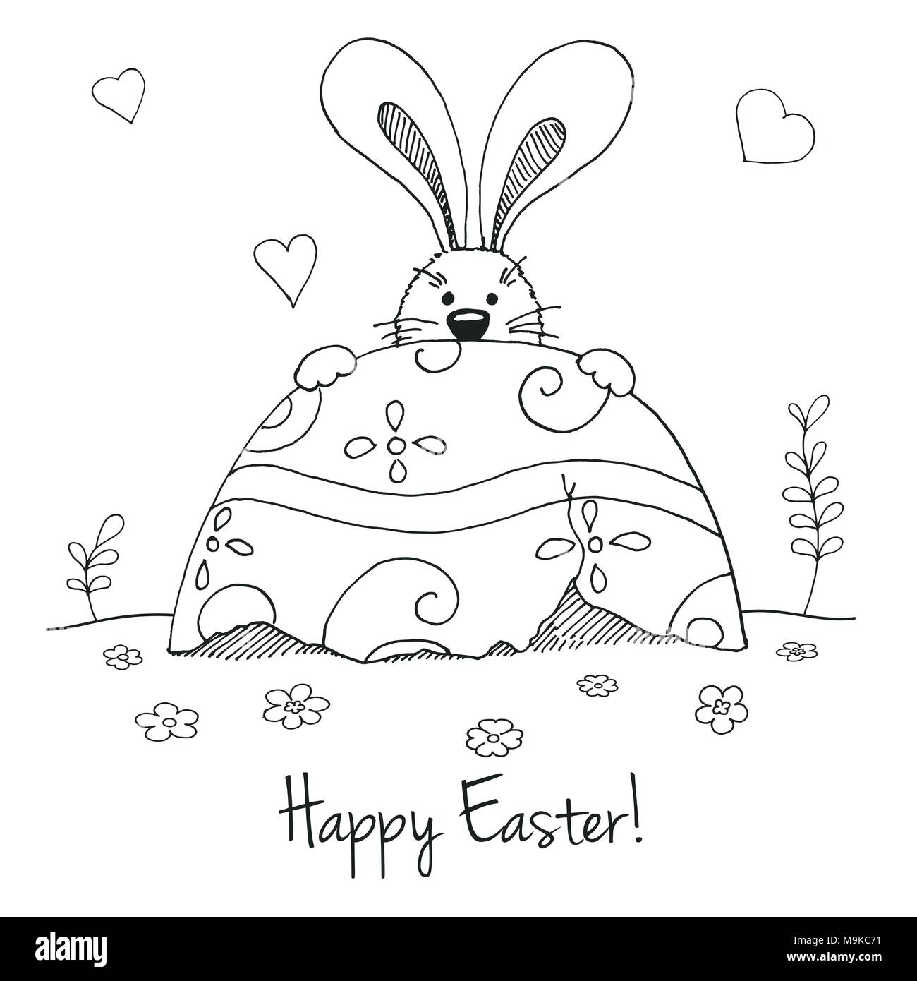 Easter Egg With Rabbit Ears Decoration Vector Illustration Sketch Design  Royalty Free SVG, Cliparts, Vectors, and Stock Illustration. Image 95761928.
