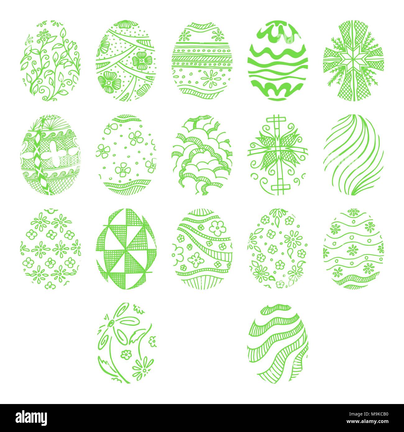 Easter eggs isolated on white background. Hand draw an Easter symbol. Stock Vector