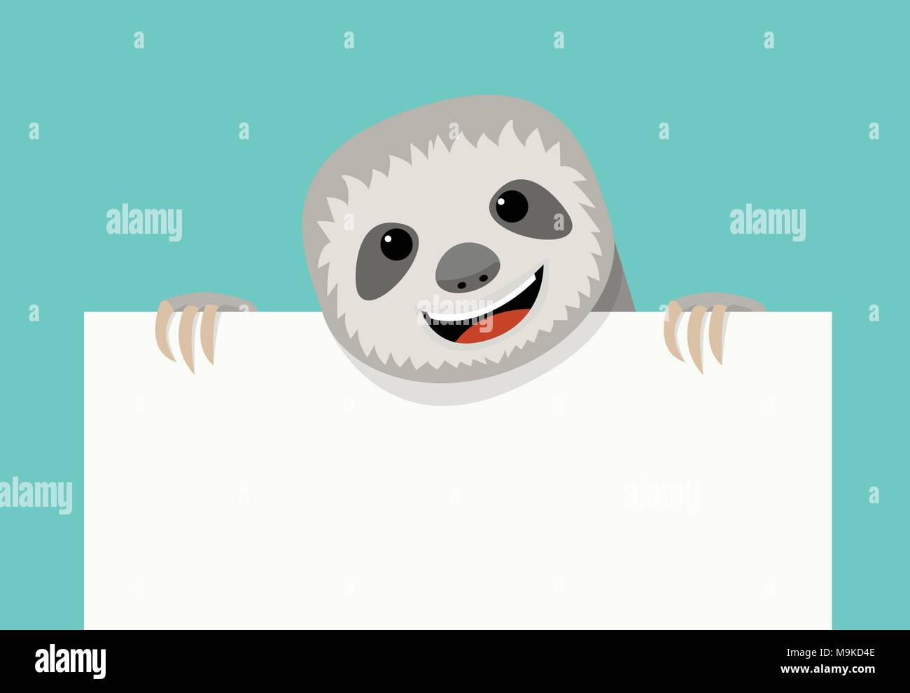 Sloth and empty white paper, vector art design Stock Vector