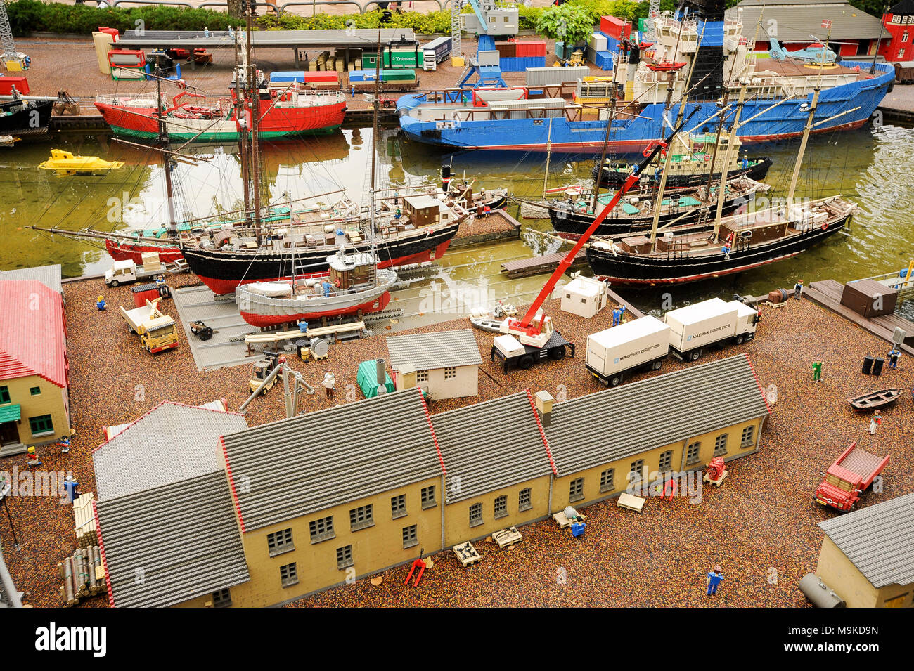 Lego bricks Copenhagen Harbour, Denmark in Mini Land area in Legoland Billund Resort opened 1968 in Billund, Denmark. August 17th 2010, is the biggest Stock Photo