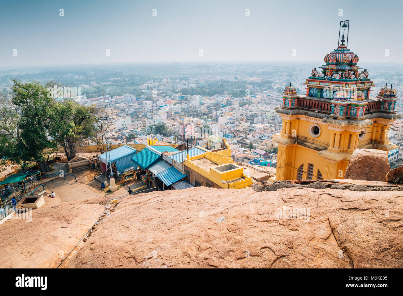 Trichy cityscape from Rockfort, Thayumanaswami temple in Tiruchirappalli, India Stock Photo