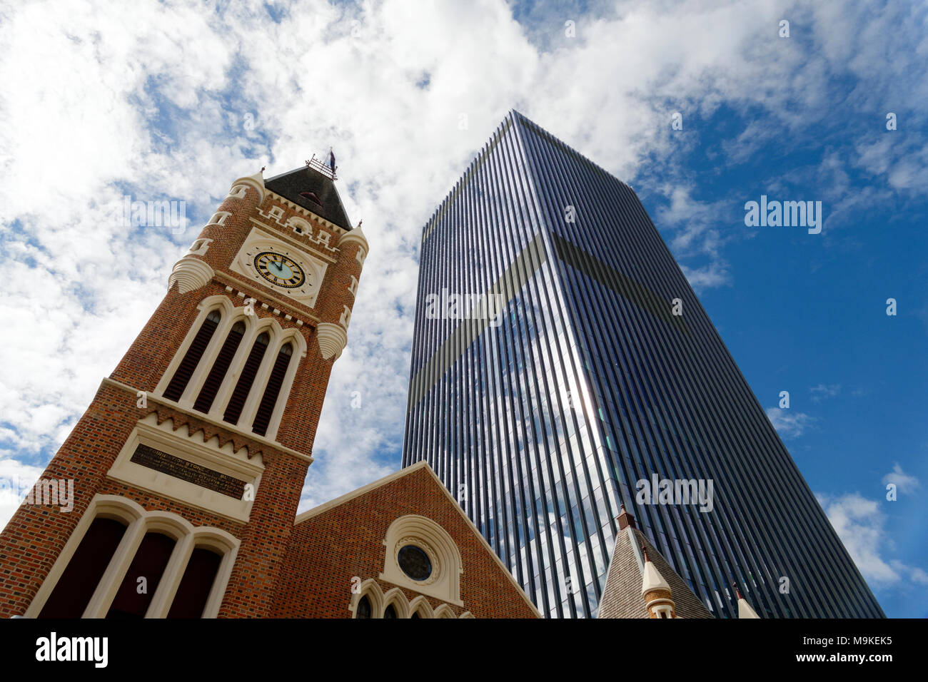 Historical Perth Town hall and modern Supreme court building, Perth, Western Australia Stock Photo