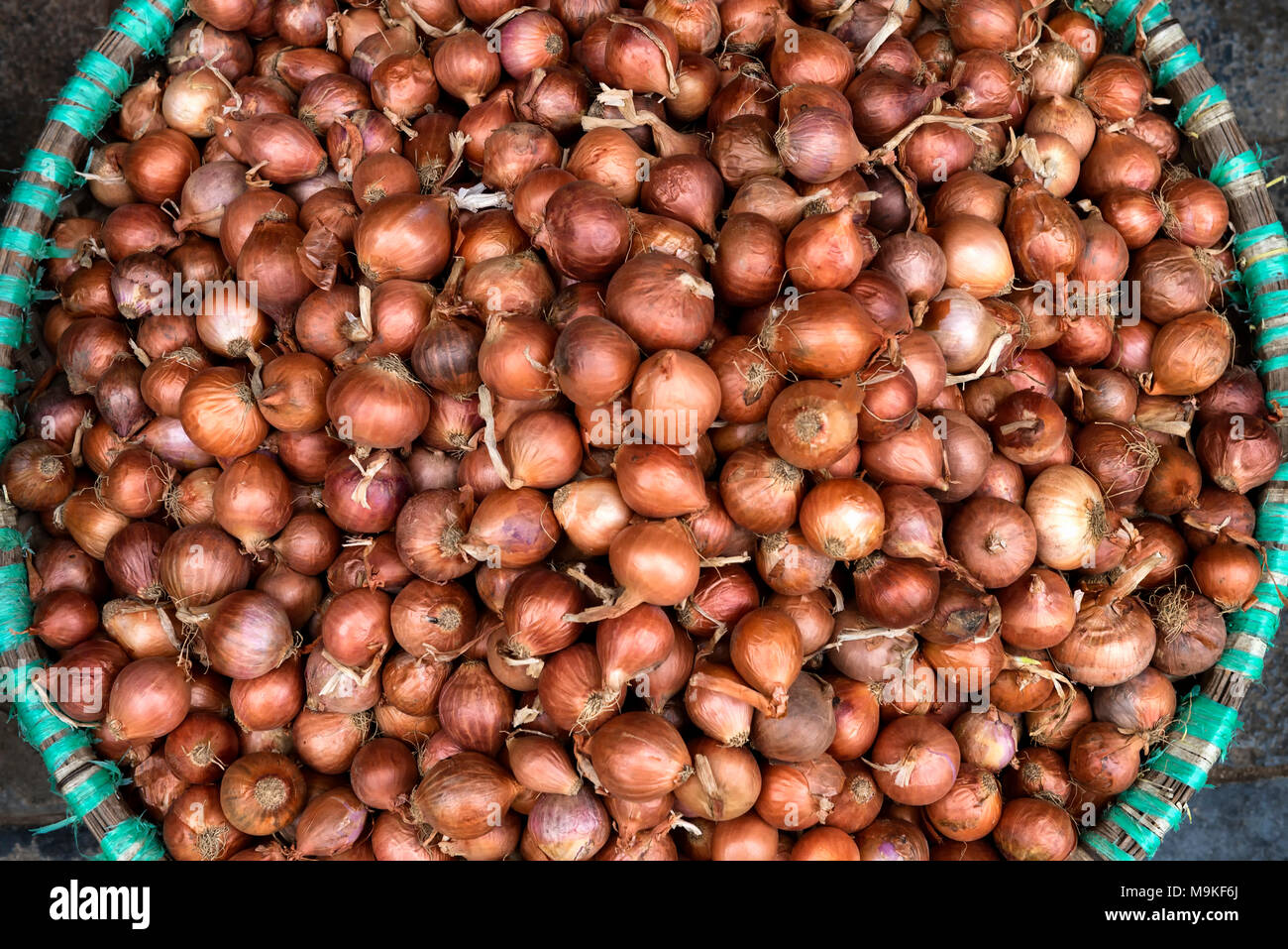 Basket of shallots Stock Photo