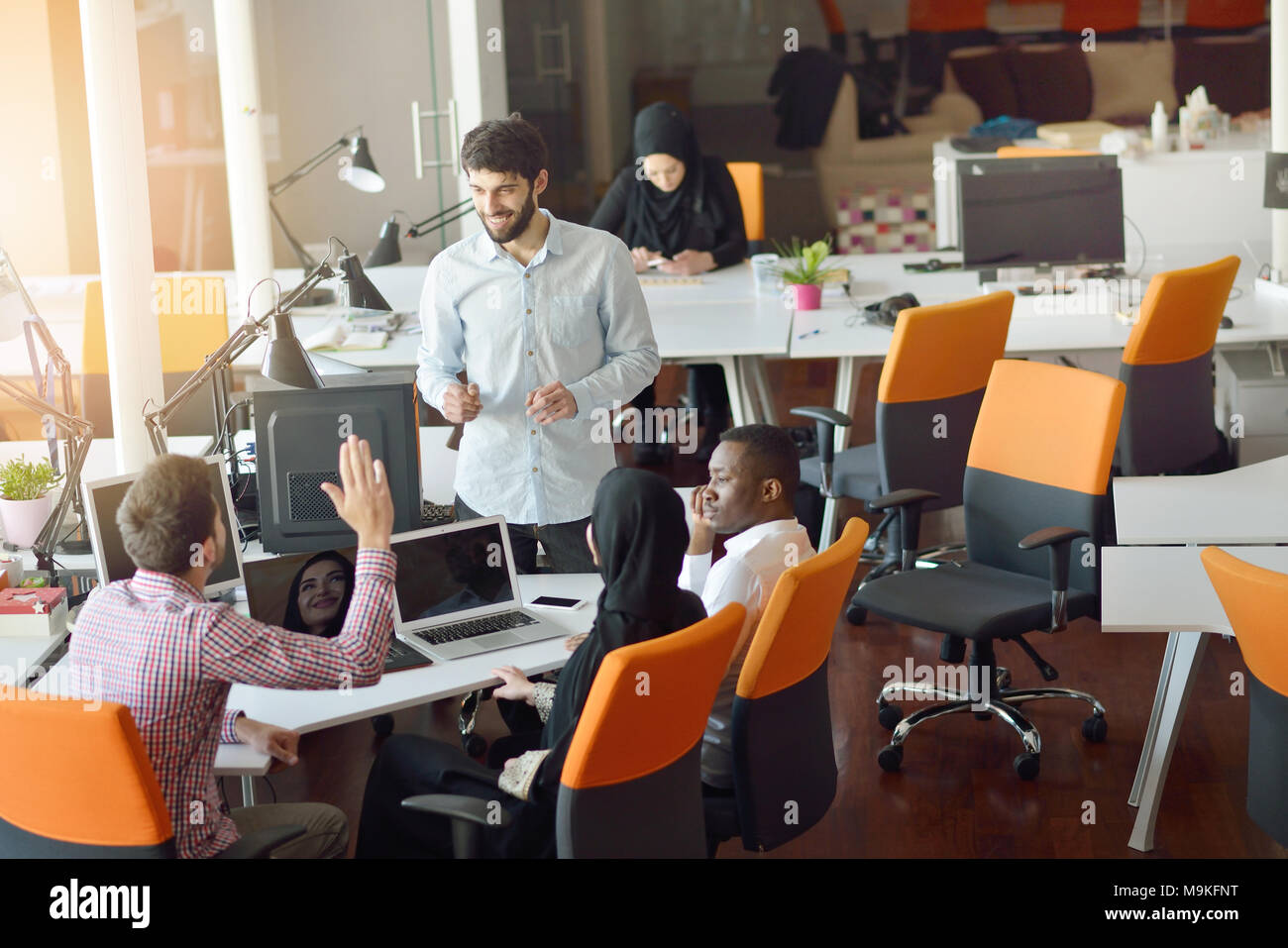 startup business people group working everyday job at modern office Stock Photo