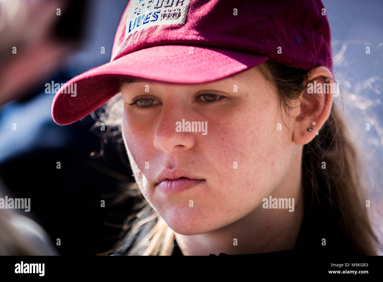Washington Dc, United States. 24th Mar, 2018. Sarah Chadwick: 'This is not a red versus blue issue. This is a morals issue. And to the politicians that believe that their right to own a gun comes before our lives, get ready to get voted out -- by us! The future.' Credit: Michael Nigro/Alamy Live News Stock Photo
