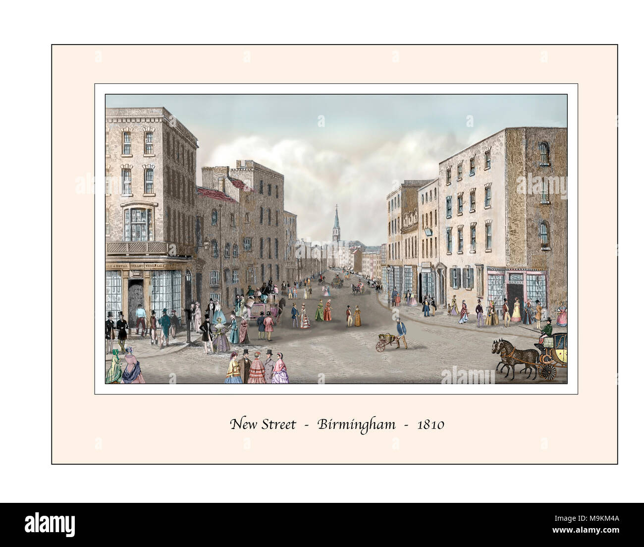 Birmingham New Street Original Design from a 19th century Engraving Stock Photo
