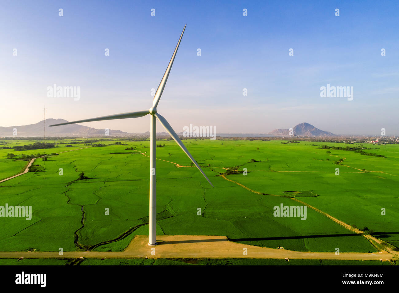 Windmill Rice Long Rice Windmill for electric power production, Wind turbines generating ...
