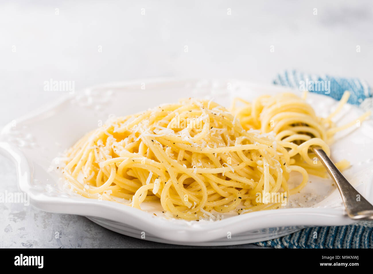 Italian pasta with pecorino cheese Stock Photo Alamy
