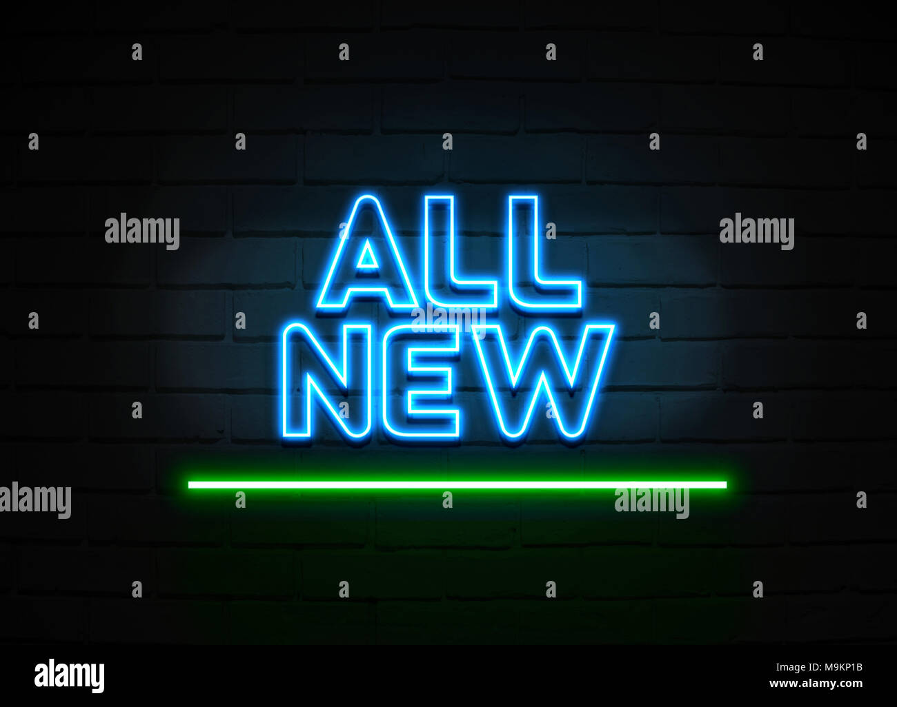 All New neon sign Glowing Neon Sign on brickwall wall 3D rendered