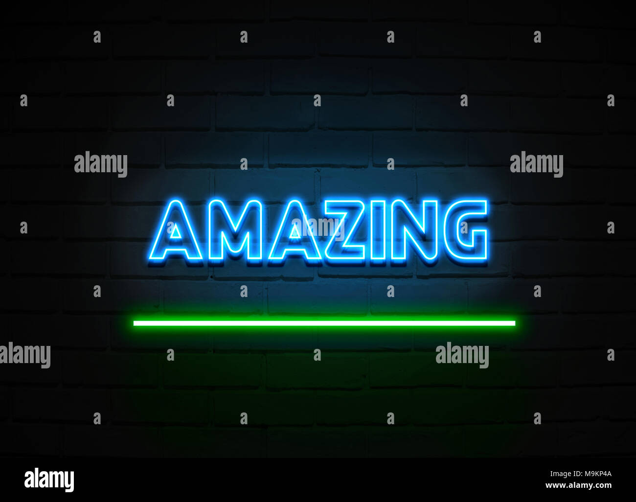 Amazing neon sign Glowing Neon Sign on brickwall wall 3D rendered