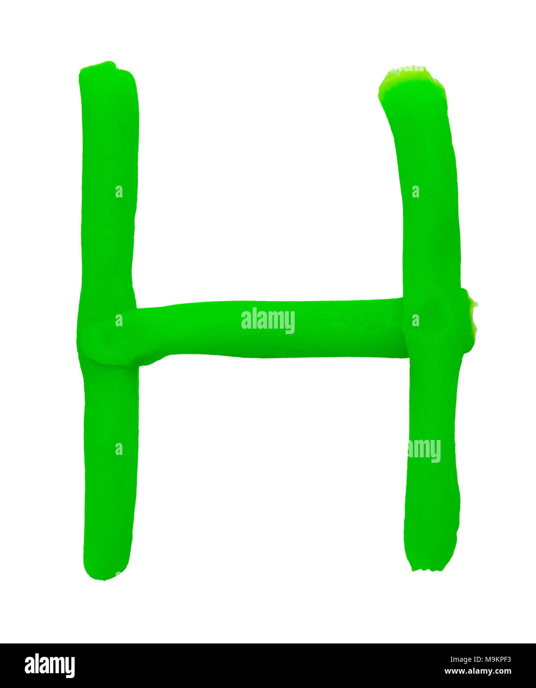 Plasticine letter H isolated on a white background. Stock Photo