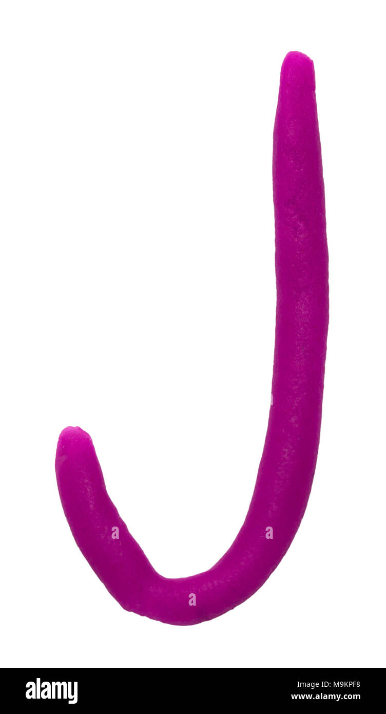 Plasticine letter J isolated on a white background. Stock Photo