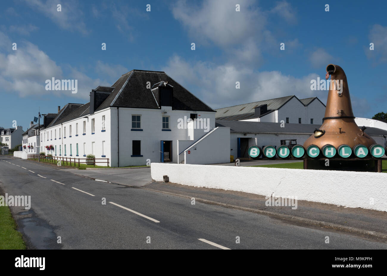 Bruichladdich Distillery with Road Stock Photo