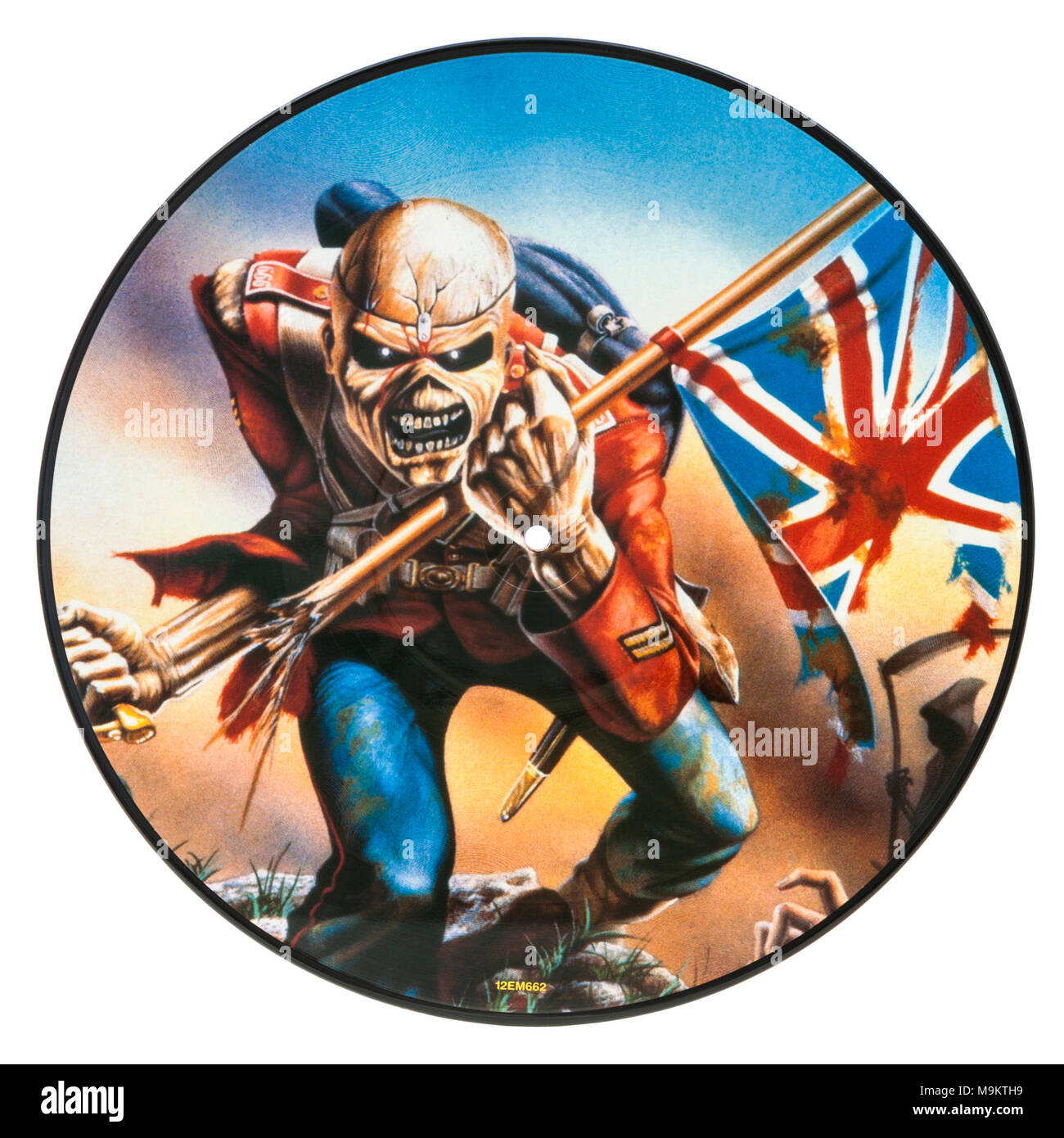 2005 Limited Edition Picture Disc (vinyl record) by the British heavy metal band Iron Maiden (The Trooper, Live) Stock Photo