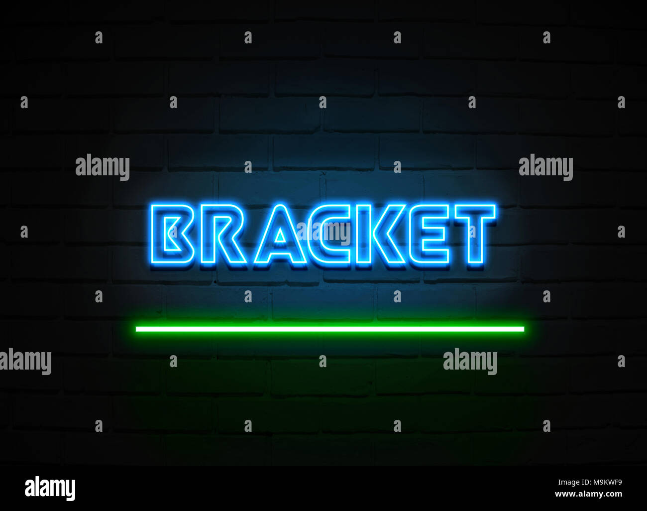 Bracket neon sign Glowing Neon Sign on brickwall wall 3D rendered