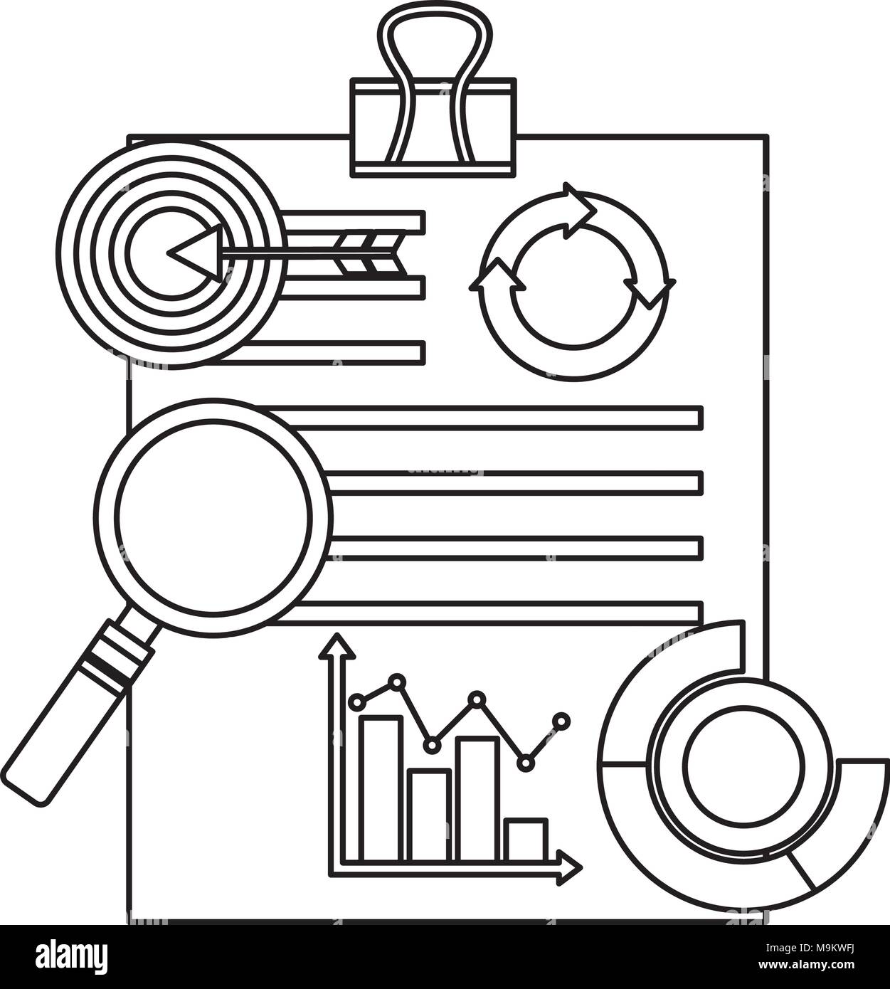 paperwork with clip diagram flowchart target analysis business Stock Vector