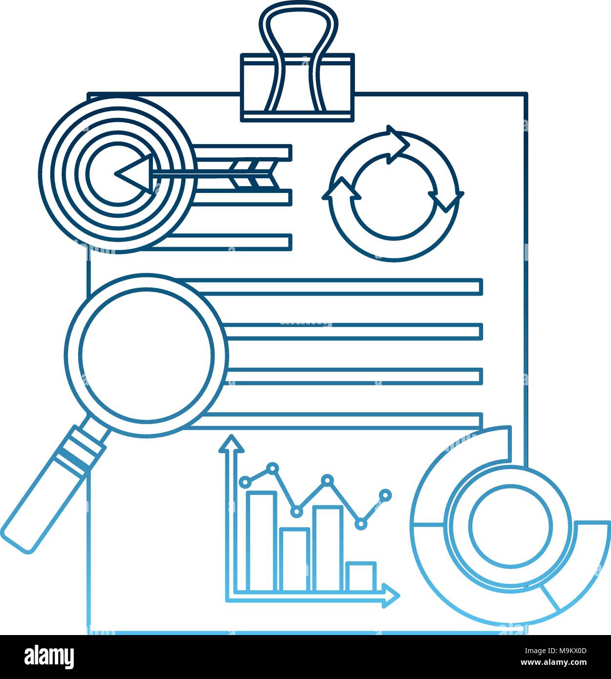 paperwork with clip diagram flowchart target analysis business Stock Vector