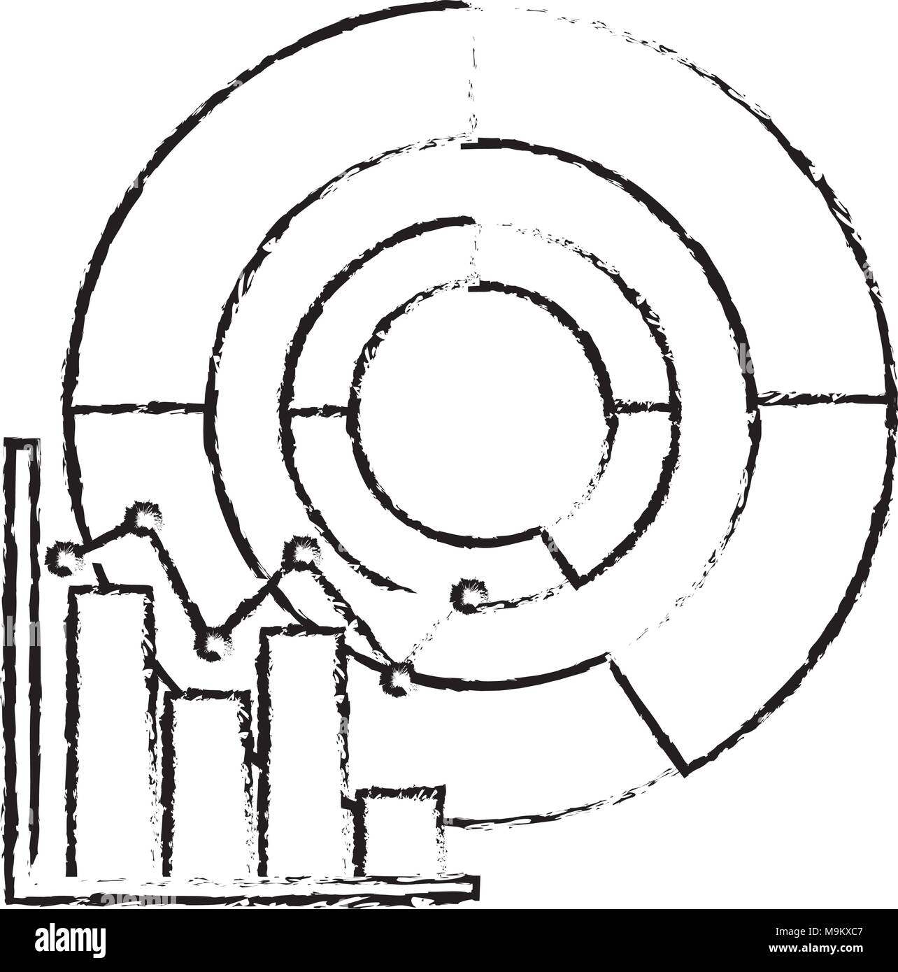 round chart statistic data bar graph diagram icon Stock Vector Image ...