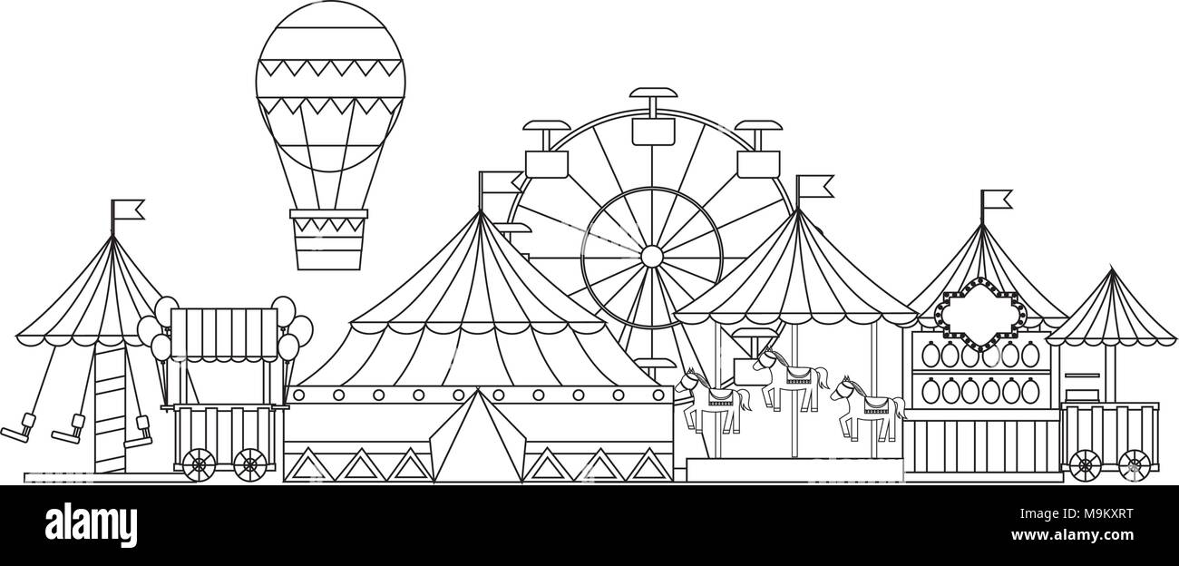 carnival circus funfair amusement enjoyment park Stock Vector Image ...