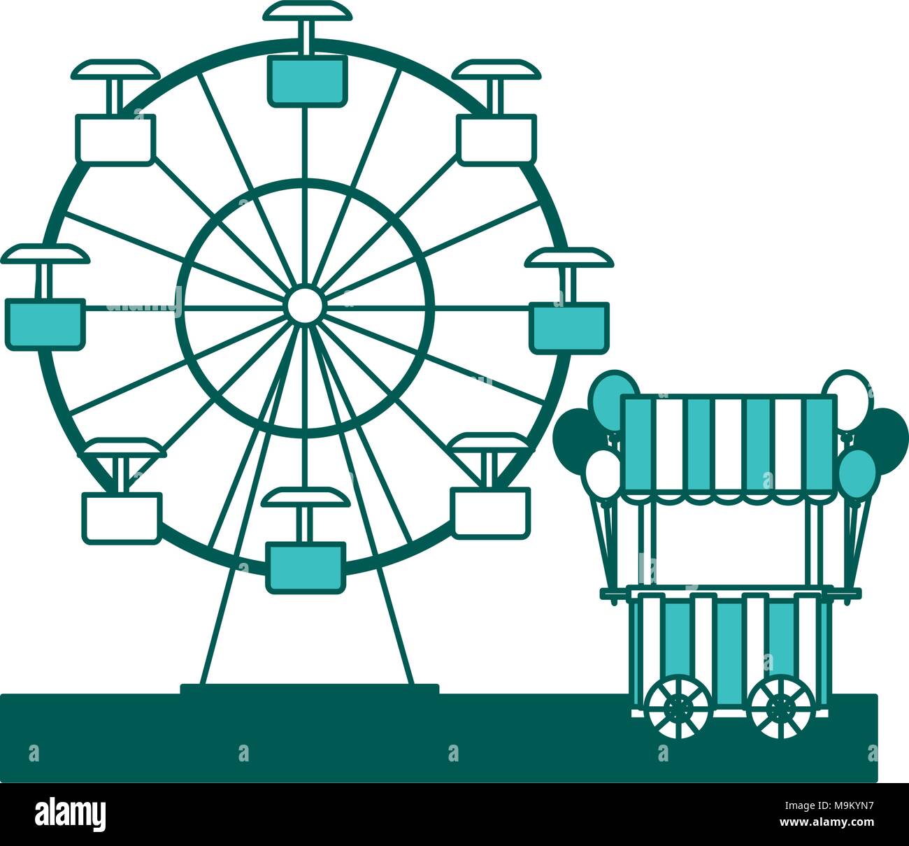 carnival festival ferris wheel and booth balloons Stock Vector Image ...
