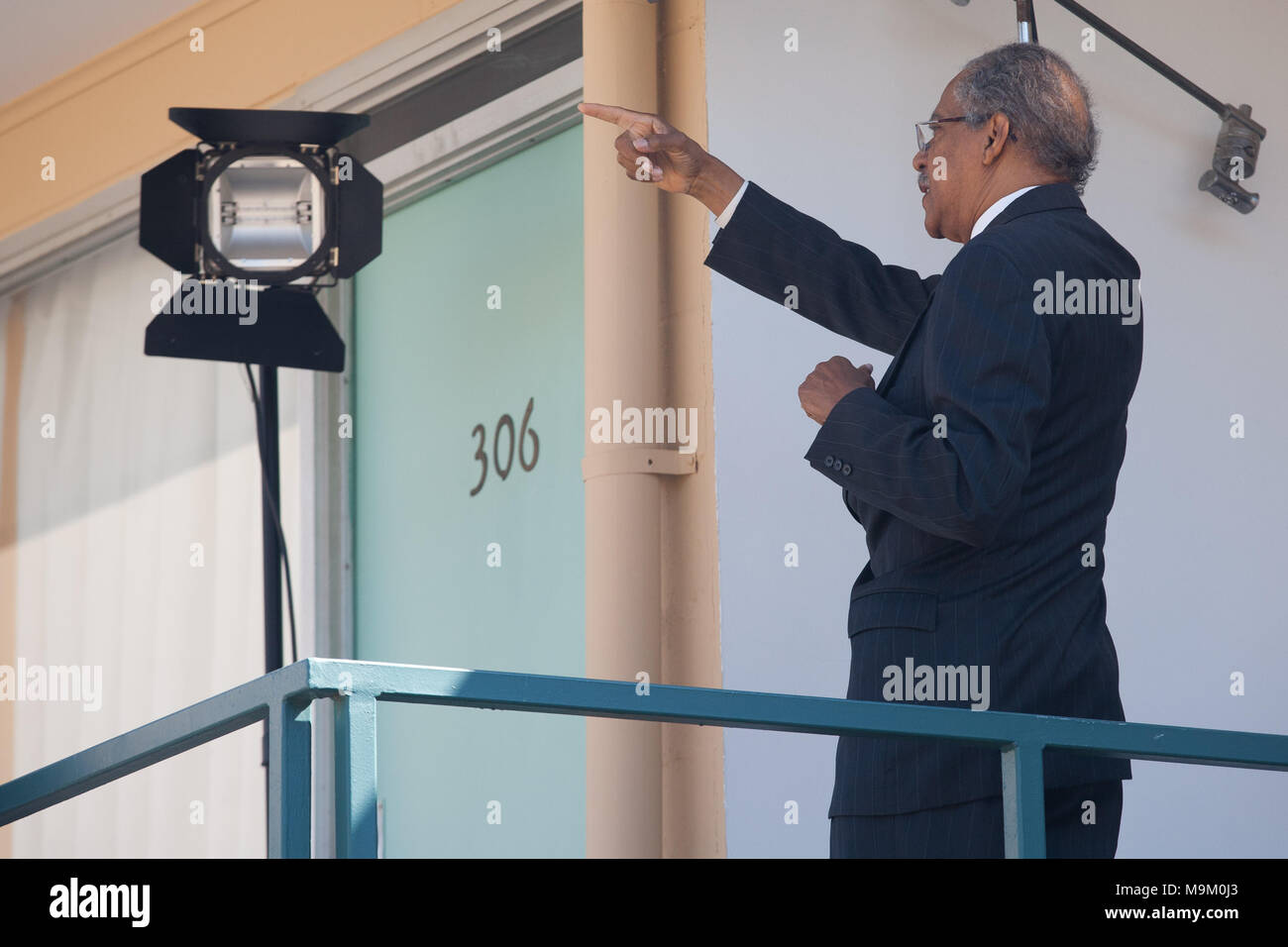 Reverend Samuel “Billy” Kyles, who was behind Rev. Martin Luther King Jr. when he was shot and killed, visits the National Civil Rights Museum. Stock Photo