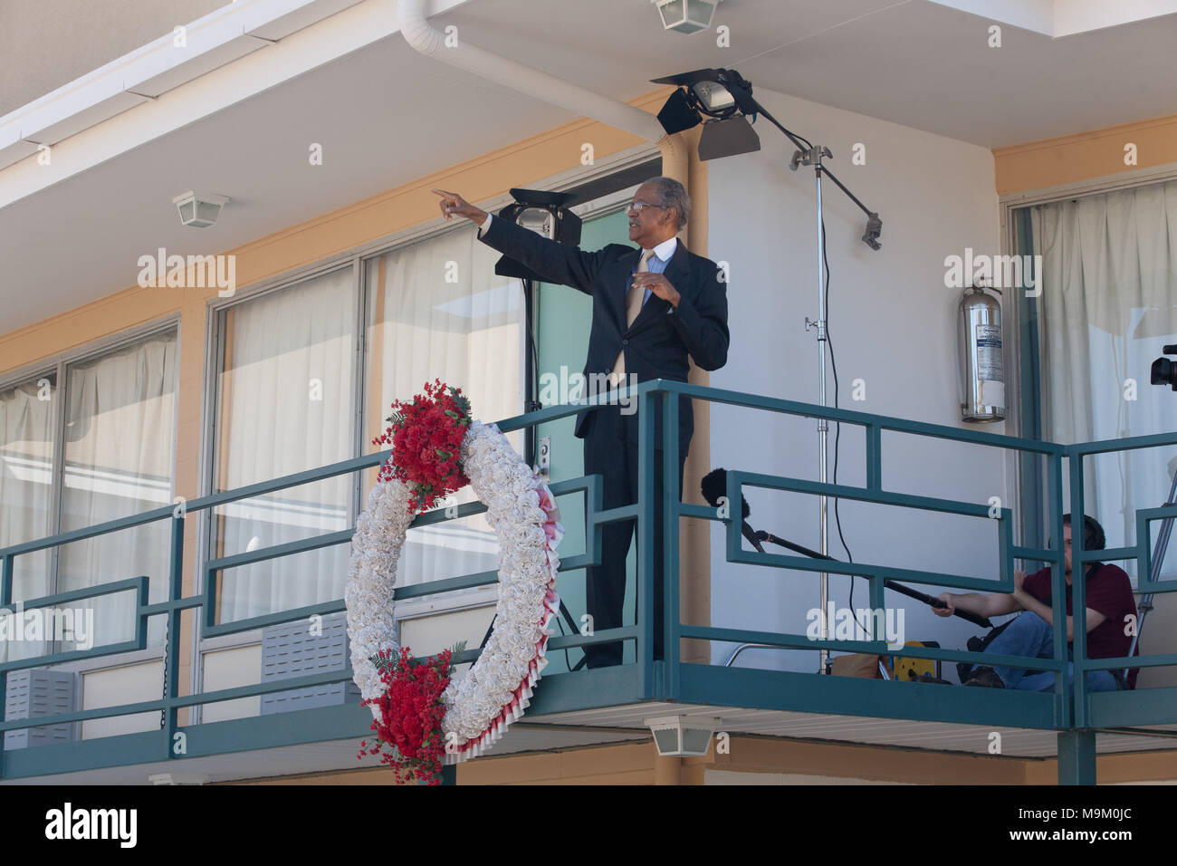 Reverend Samuel “Billy” Kyles, who was behind Rev. Martin Luther King Jr. when he was shot and killed, visits the National Civil Rights Museum. Stock Photo