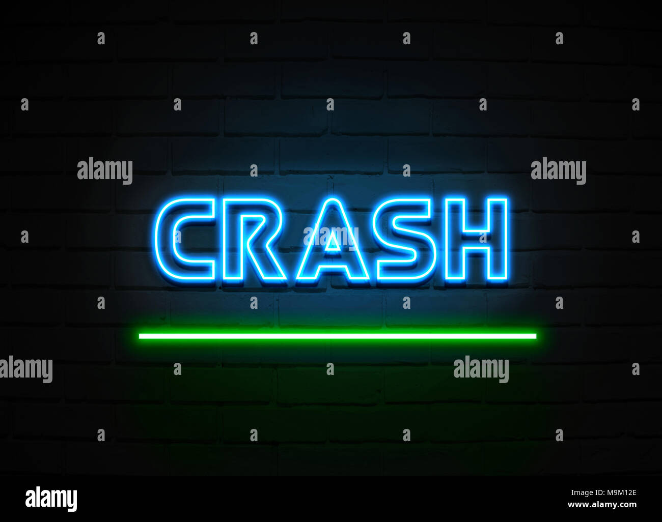 Crash neon sign Glowing Neon Sign on brickwall wall 3D rendered