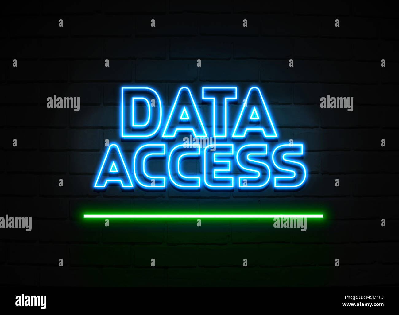 Data Access neon sign - Glowing Neon Sign on brickwall wall - 3D rendered royalty free stock illustration. Stock Photo