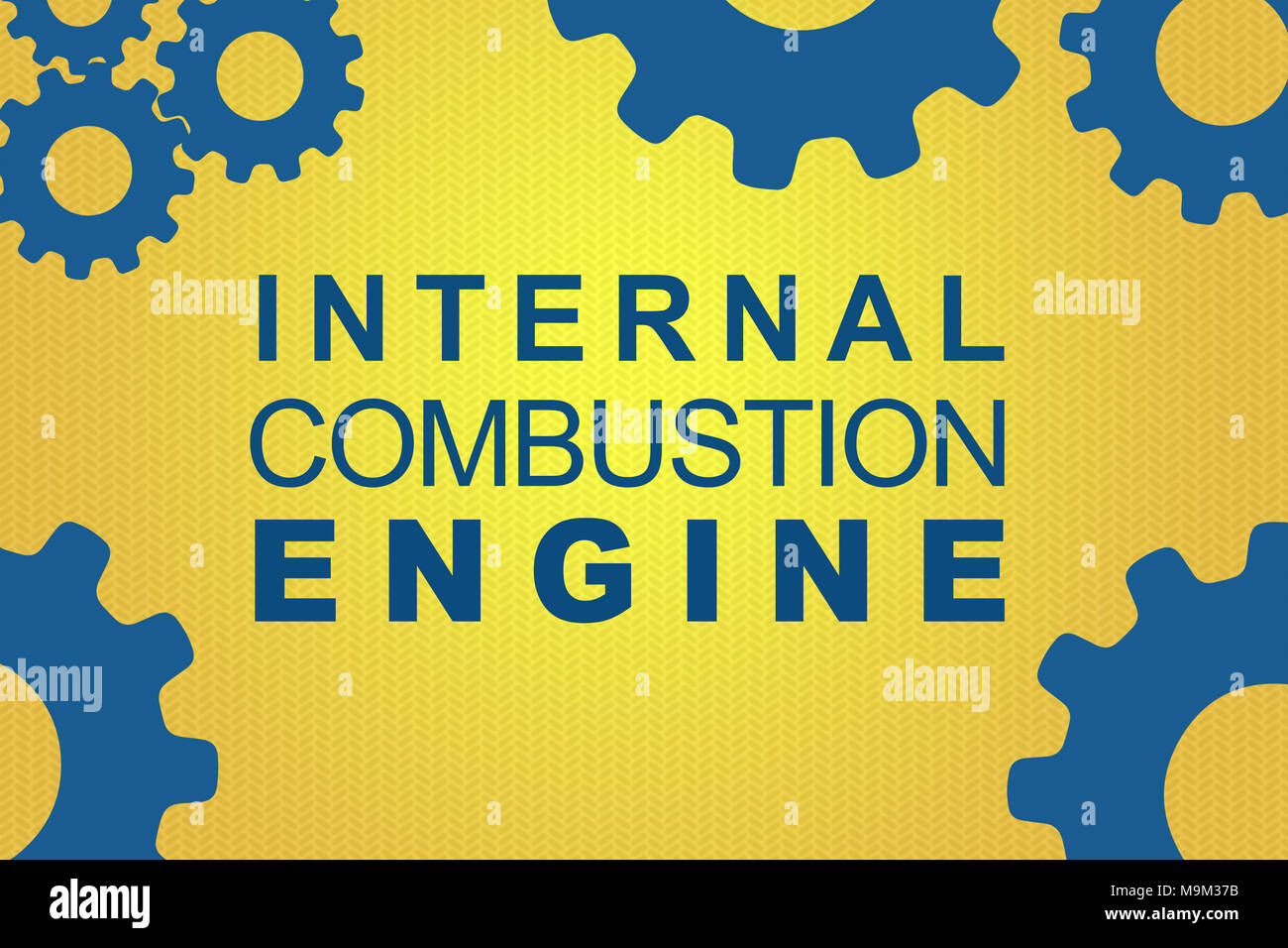 INTERNAL COMBUSTION ENGINE sign concept illustration with blue gear