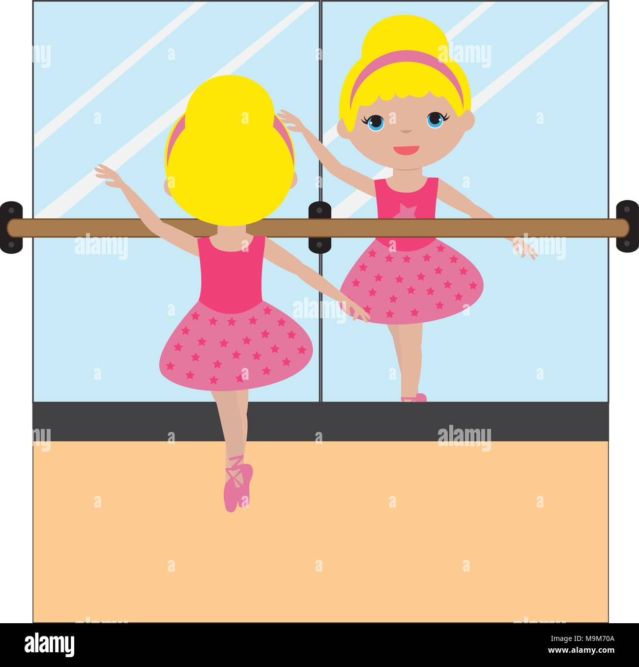 Blonde dancer in front of the mirror Stock Vector
