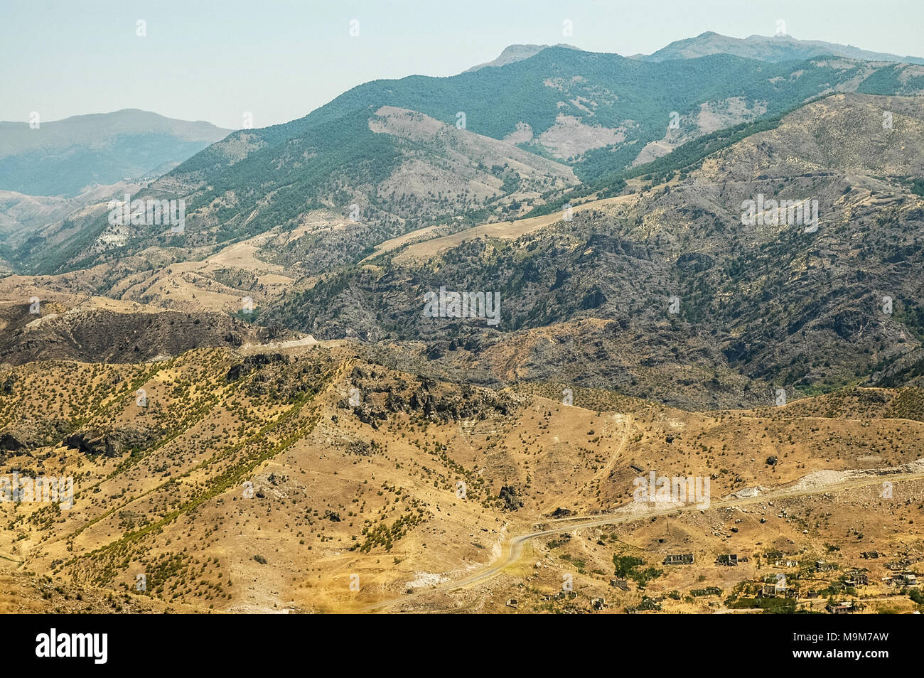Rocky, arid mountains in Nagorno Karabakh, a disputed territory between Armenia and Azerbaijan but internationally recognized as part of Azerbaijan Stock Photo